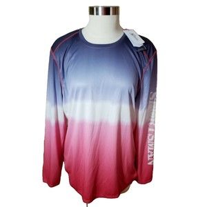 World Wide Sportsman NEW W XL Long Sleeve Shirt Ombre Wicking Red Blue 50+ UPF